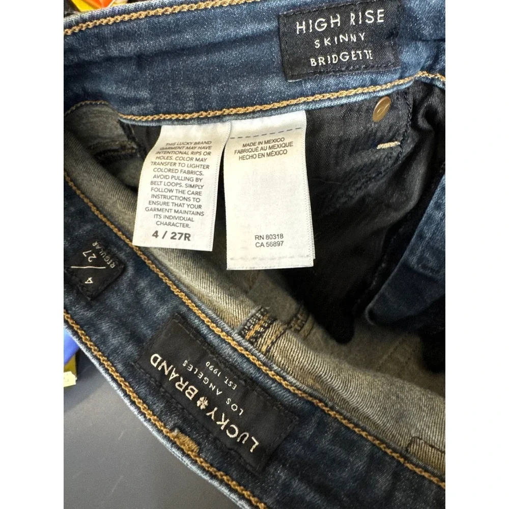 Lucky‎ Brand Jeans Bridgette High Rise Skinny 4 27 Dark Wash Raw Hem Stretch